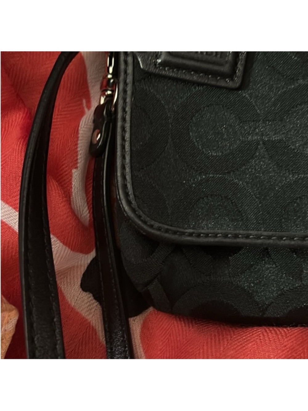 Coach Kristen Canvas Clutch with Silver Hardware & Tiffany Blue Satin Interior - Picture 8 of 11